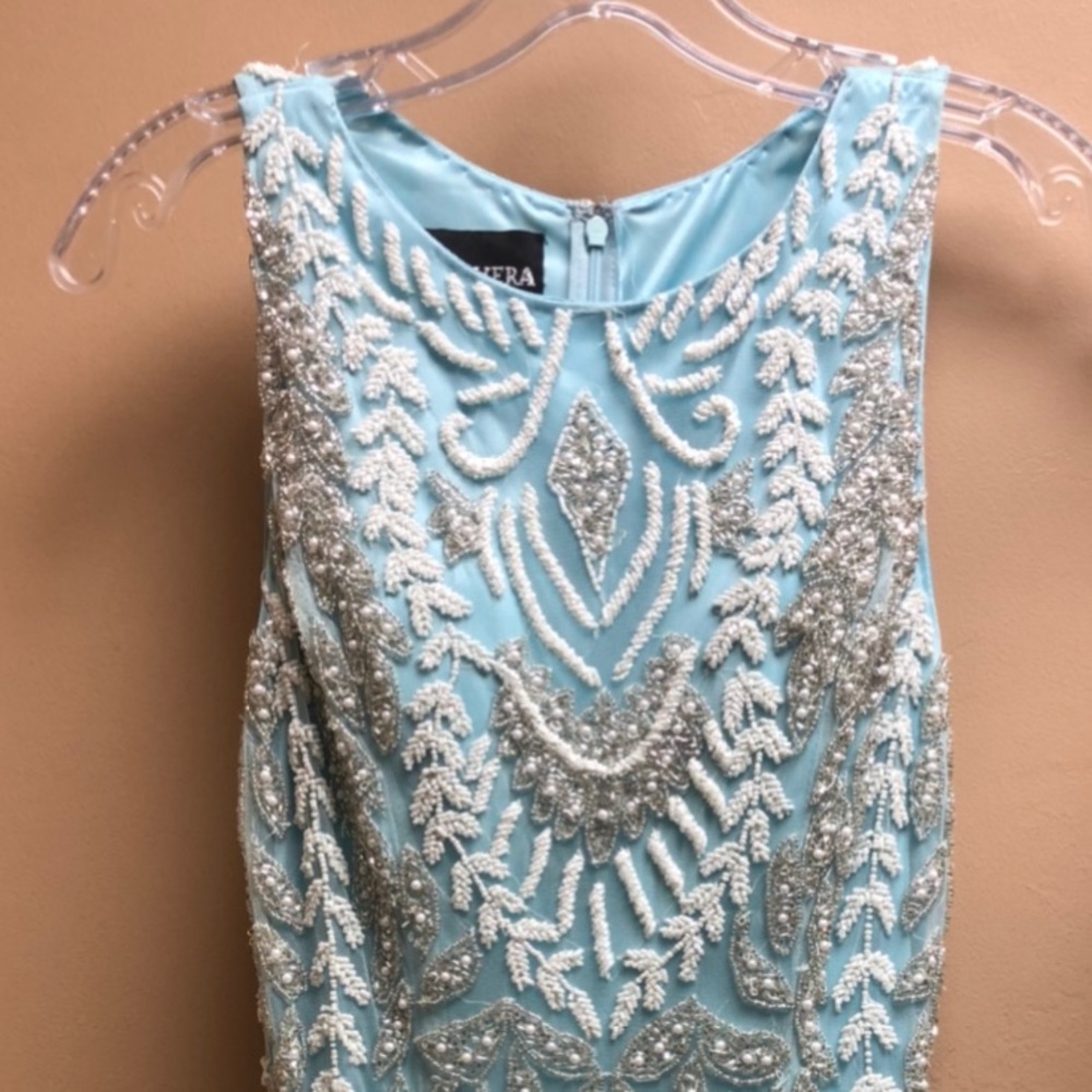 Primavera Light Blue Beaded Prom Dress